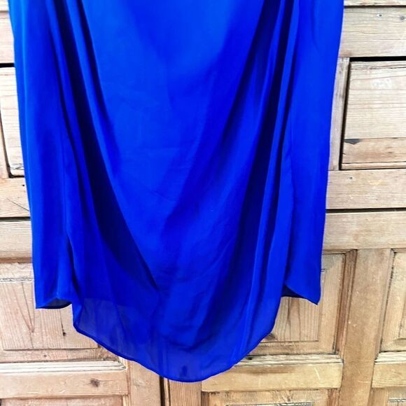 Liquid New York‎ 2 Royal Blue Slip Dress Gathered Silk - Picture 7 of 10